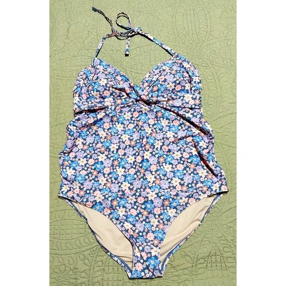 Wrap Front Halter One Piece Maternity Swimsuit - XL - Picture 1 of 5